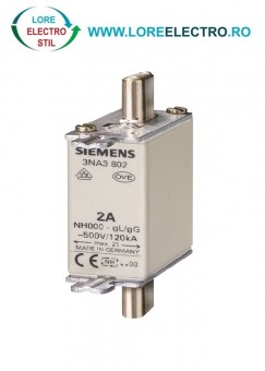 3NA3802 Siguranta fuzibila Siemens MPR 2A grupa 000, tensiune 500V AC / 250V DC, curba Ardere gG,