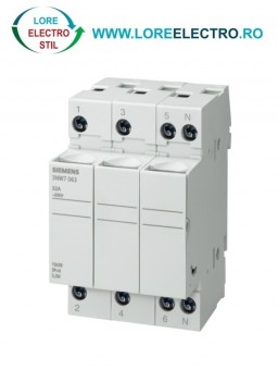 3NW7363, SOCLU PENTRU SIGURANTA FUZIBILA SIEMENS SENTRON, DIMENSIUNE 8X32 MM, 3P+N, CURENT NOMINAL 20 A