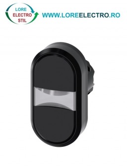 3SU1000-3AB11-0AA0, ACTUATOR BUTON DUBLU SIEMENS SIRIUS, DIAMETRU DE 22 MM, NEGRU/NEGRU, PLAT, CU REVENIRE