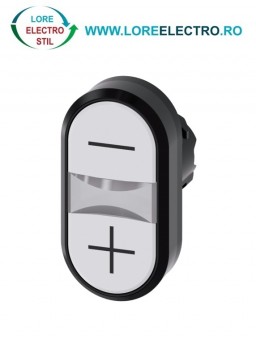 3SU1000-3AB66-0AL0, ACTUATOR BUTON DUBLU SIEMENS SIRIUS, DIAMETRU DE 22 MM, ALB/ALB, MARCAT CU -/+, PLAT, CU REVENIRE