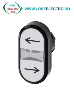 3SU1000-3AB66-0AM0, ACTUATOR BUTON DUBLU SIEMENS SIRIUS, DIAMETRU DE 22 MM, ALB/ALB, MARCAT CU SAGETI, PLAT, CU REVENIRE
