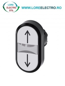 3SU1000-3AB66-0AN0, ACTUATOR BUTON DUBLU SIEMENS SIRIUS, DIAMETRU DE 22 MM, ALB/ALB, MARCAT CU SAGETI, PLAT, CU REVENIRE