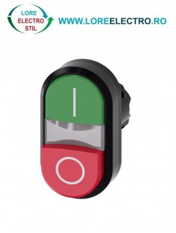 3SU1000-3BB42-0AK0, ACTUATOR BUTON DUBLU SIEMENS SIRIUS, DIAMETRU DE 22 MM, VERDE/ROSU, PLAT/INALT, MARCAT I/O, CU REVENIRE