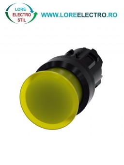 3SU1001-1AD30-0AA0, ACTUATOR BUTON TIP CIUPERCA ILUMINAT SIEMENS SIRIUS, DIAMETRU DE 22 MM, GALBEN, PLAT (30 MM), CU REVENIRE