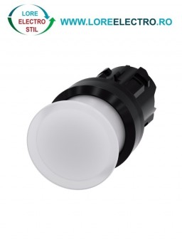3SU1001-1AD60-0AA0, ACTUATOR BUTON TIP CIUPERCA ILUMINAT SIEMENS SIRIUS, DIAMETRU DE 22 MM, ALB, PLAT (30 MM), CU REVENIRE