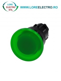 3SU1001-1BD40-0AA0, ACTUATOR BUTON TIP CIUPERCA ILUMINAT SIEMENS SIRIUS, DIAMETRU DE 22 MM, VERDE, 40 MM, CU REVENIRE