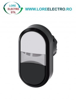 3SU1001-3AB61-0AA0, ACTUATOR BUTON DUBLU ILUMINAT SIEMENS SIRIUS, DIAMETRU DE 22 MM, ALB/NEGRU, PLAT, CU REVENIRE