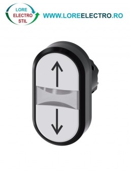 3SU1001-3AB66-0AN0, ACTUATOR BUTON DUBLU ILUMINAT SIEMENS SIRIUS, DIAMETRU DE 22 MM, ALB/ALB, MARCAT CU SAGETI, PLAT, CU REVENIRE