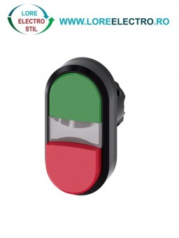3SU1001-3BB42-0AA0, ACTUATOR BUTON DUBLU ILUMINAT SIEMENS SIRIUS, DIAMETRU DE 22 MM, VERDE/ROSU, PLAT/INALT, CU REVENIRE