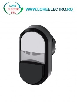 3SU1001-3BB61-0AA0, ACTUATOR BUTON DUBLU ILUMINAT SIEMENS SIRIUS, DIAMETRU DE 22 MM, ALB/NEGRU, PLAT/INALT, CU REVENIRE