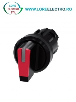 3SU1002-2BN20-0AA0, ACTUATOR COMUTATOR ROTATIV ILUMINAT SIEMENS SIRIUS, DIAMETRU DE 22 MM, ROSU, CU 3 POZITII I-O-II, CU RETINERE SI REVENIRE