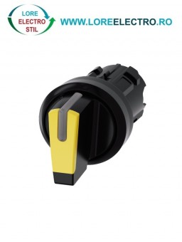 3SU1002-2BN30-0AA0, ACTUATOR COMUTATOR ROTATIV ILUMINAT SIEMENS SIRIUS, DIAMETRU DE 22 MM, GALBEN, CU 3 POZITII I-O-II, CU RETINERE SI REVENIRE