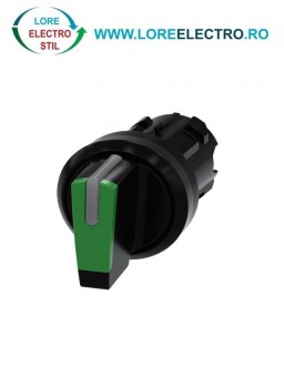 3SU1002-2BN40-0AA0, ACTUATOR COMUTATOR ROTATIV ILUMINAT SIEMENS SIRIUS, DIAMETRU DE 22 MM, VERDE, CU 3 POZITII I-O-II, CU RETINERE SI REVENIRE