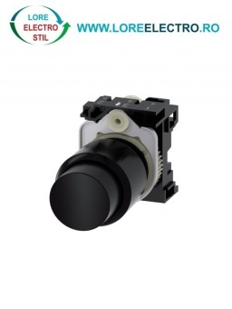 3SU1200-0FB10-0AA0, BUTON COMPACT SIEMENS SIRIUS, CURSA EXTINSA 12 MM, DIAMETRU DE 22 MM, NEGRU, INALT, FUNCTIONARE MOMENTANA CU REVENIRE