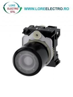 3SU1201-0EB70-0AA0, BUTON COMPACT ILUMINAT SIEMENS SIRIUS, CURSA EXTINSA 12 MM, DIAMETRU DE 22 MM, TRANSPARENT, PLAT, FUNCTIONARE MOMENTANA CU REVENIRE