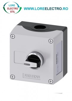 3SU1801-0BA00-4AB1 Cutie Comanda de plastic cu Selector Metalic 3 pozitii cu revenire 1NO, 1NO, Siemens