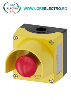 3SU1801-0NA00-2AC2 CUTIE PLASTIC GALBENA CU GULER DE PROTECTIE SI CIUPERCA OPRIRE DE URGENTA, 1 NC, SIEMENS, SIRIUS ACT