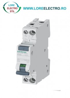 5SV1616-1KK06, Siguranta Diferentiala SIEMENS 6A, 1P+N intr-un Modul, 300mA, curba C, 6kA, tip AC,
