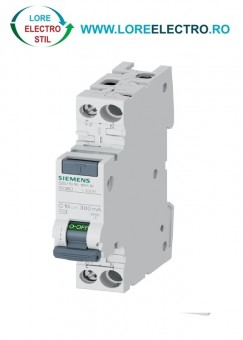 5SV1616-1KK10, Siguranta Diferentiala SIEMENS 10A, 1P+N intr-un Modul, 300mA, curba C, 6kA, tip AC,