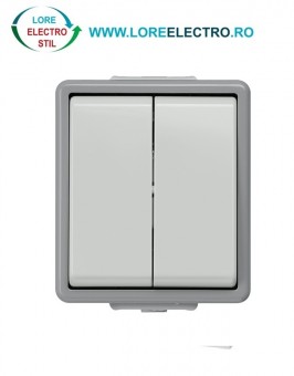 5TA4705 INTRERUPATOR DUBLU - COMUTATOR SIEMENS, Montaj Aparent, CULOARE GRI, IP 44