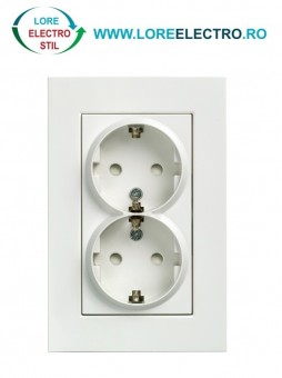 5UB2213-3 Priza Dubla 16A 230v SIEMENS, culoare Alba, cu Protectie pentru copii