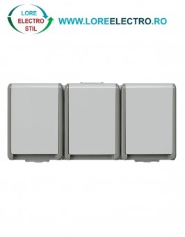 5UB4731 PRIZA SCHUKO TRIPLA CU CAPAC, CULOARE GRI, PRODUCATOR SIEMENS, IP 44