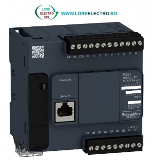 TM221C16T AUTOMAT PROGRAMABIL MODICON M221 CU 16 LOGIC I/O, IESIRI SOURSE TRANZISTOR, TENSIUNE ALIMENTARE 24V DC, SCHNEIDER ELECTRIC