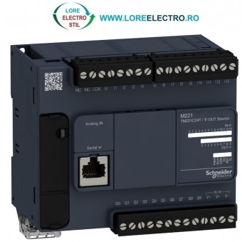 TM221C24T AUTOMAT PROGRAMABIL MODICON M221 CU 24 LOGIC I/O,iesire 10 SOURSE Tranzistor, TENSIUNE ALIMENTARE 24V DC, SCHNEIDER ELECTRIC
