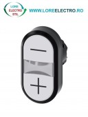 3SU1000-3AB66-0AL0, ACTUATOR BUTON DUBLU SIEMENS SIRIUS, DIAMETRU DE 22 MM, ALB/ALB, MARCAT CU -/+, PLAT, CU REVENIRE