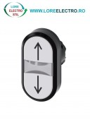 3SU1000-3AB66-0AN0, ACTUATOR BUTON DUBLU SIEMENS SIRIUS, DIAMETRU DE 22 MM, ALB/ALB, MARCAT CU SAGETI, PLAT, CU REVENIRE