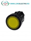 3SU1001-0AA30-0AA0, ACTUATOR BUTON ILUMINAT SIEMENS SIRIUS, DIAMETRU DE 22 MM, GALBEN, PLAT, CU RETINERE