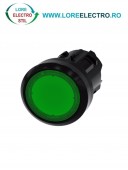 3SU1001-0AA40-0AA0, ACTUATOR BUTON ILUMINAT SIEMENS SIRIUS, DIAMETRU DE 22 MM, VERDE, PLAT, CU RETINERE