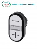 3SU1001-3AB66-0AL0, ACTUATOR BUTON DUBLU ILUMINAT SIEMENS SIRIUS, DIAMETRU DE 22 MM, ALB/ALB, MARCAT CU -/+, PLAT, CU REVENIRE