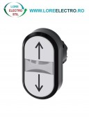 3SU1001-3AB66-0AN0, ACTUATOR BUTON DUBLU ILUMINAT SIEMENS SIRIUS, DIAMETRU DE 22 MM, ALB/ALB, MARCAT CU SAGETI, PLAT, CU REVENIRE