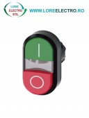 3SU1001-3BB42-0AK0, ACTUATOR BUTON DUBLU ILUMINAT SIEMENS SIRIUS, DIAMETRU DE 22 MM, VERDE/ROSU MARCAT I/O, PLAT/INALT, CU REVENIRE