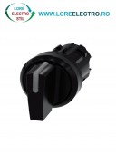 3SU1002-2BP10-0AA0, ACTUATOR COMUTATOR ROTATIV ILUMINAT SIEMENS SIRIUS, DIAMETRU DE 22 MM, NEGRU, CU 3 POZITII I-O-II, CU REVENIRE SI RETINERE