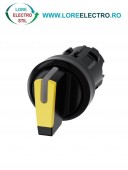 3SU1002-2BP30-0AA0, ACTUATOR COMUTATOR ROTATIV ILUMINAT SIEMENS SIRIUS, DIAMETRU DE 22 MM, GALBEN, CU 3 POZITII I-O-II, CU REVENIRE SI RETINERE